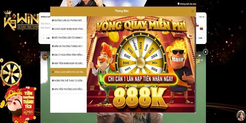 Vòng quay may mắn K9WIN